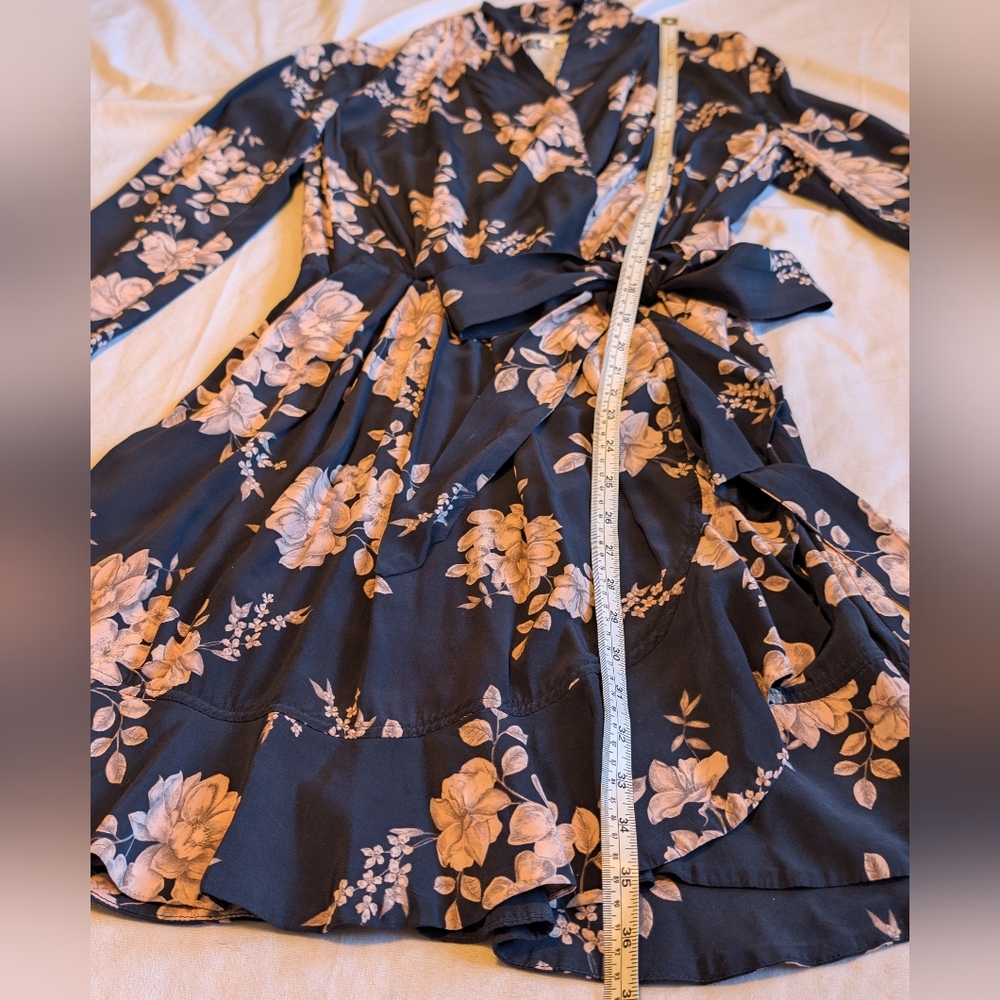 Marissa Webb Faux Wrap Navy And Pink Floral Mini Dress Size 8 Ethereal Boho - Picture 9 of 9